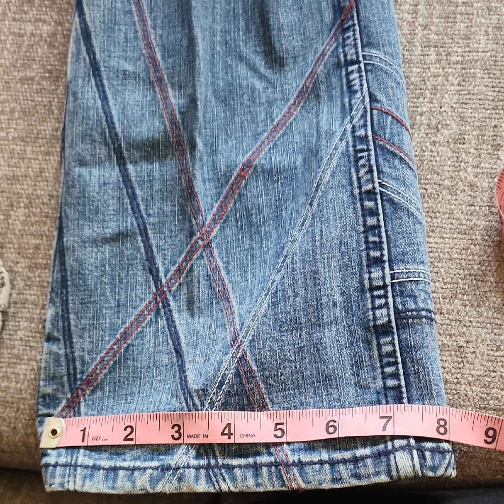 Pepe Jeans London Low Rise Embroidered Hem Y2K Denim Jeans - Picture 14 of 16